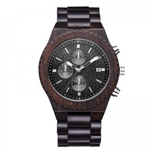 Wooden Watch Herren Chronograph Schwarz Multifunktions-Uhr aus umweltfreundlichem Naturholz